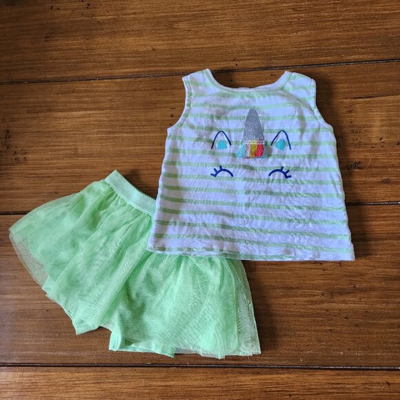 Gerber Toddler Girls Tank Top & Bike Shorts, 2-Piece Outfit Size 3-6 Months - Picture 1 of 8